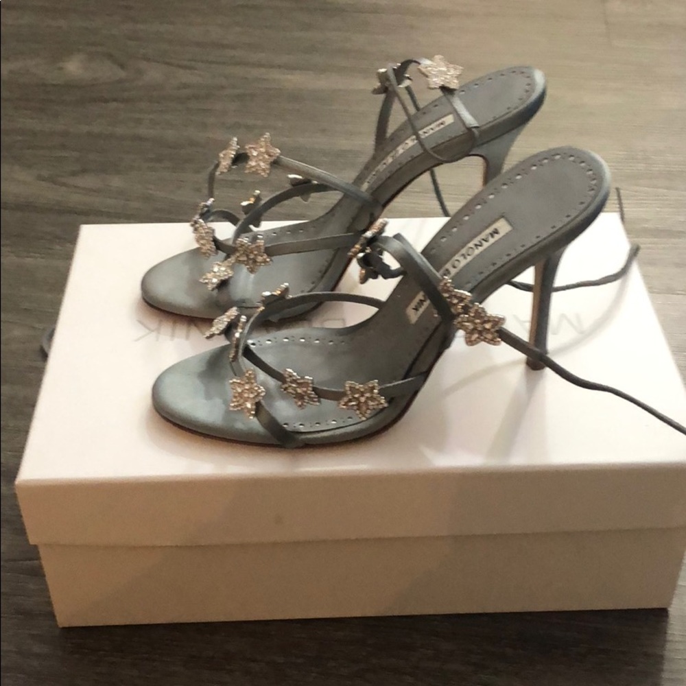 Auth. Crystal Lace Up Manolo Blahnik Osaka heels - Picture 2 of 3